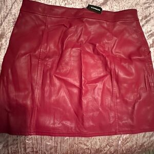 Express Bold Red Leather Mini Skirt
